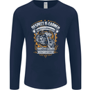 Respect Earned Motorcycle Motorbike Biker Mens Long Sleeve T-Shirt Navy Blue