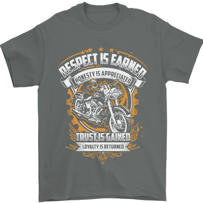 Respect Earned Motorcycle Motorbike Biker Mens T-Shirt Cotton Gildan Charcoal