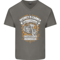 Respect Earned Motorcycle Motorbike Biker Mens V-Neck Cotton T-Shirt Charcoal