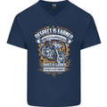 Respect Earned Motorcycle Motorbike Biker Mens V-Neck Cotton T-Shirt Navy Blue