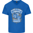 Respect Earned Motorcycle Motorbike Biker Mens V-Neck Cotton T-Shirt Royal Blue