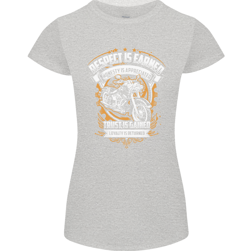 Respect Earned Motorcycle Motorbike Biker Womens Petite Cut T-Shirt Sports Grey