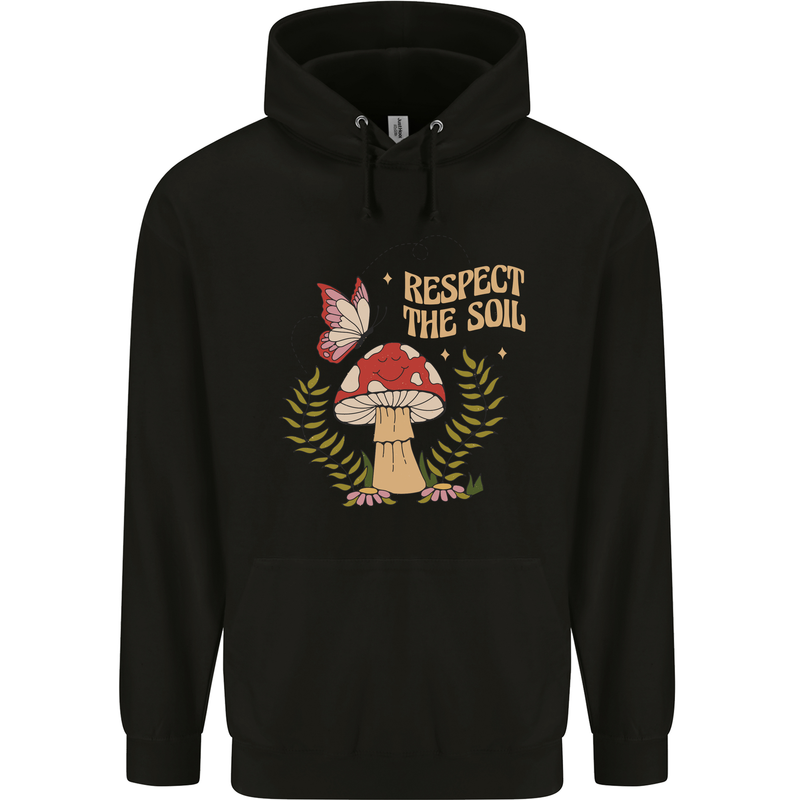 Respect the Soil Frog Climate Change Hippy Childrens Kids Hoodie Black