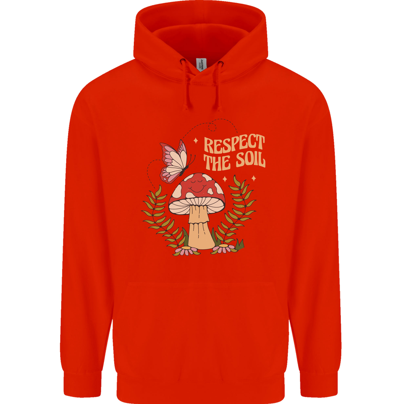 Respect the Soil Frog Climate Change Hippy Childrens Kids Hoodie Bright Red