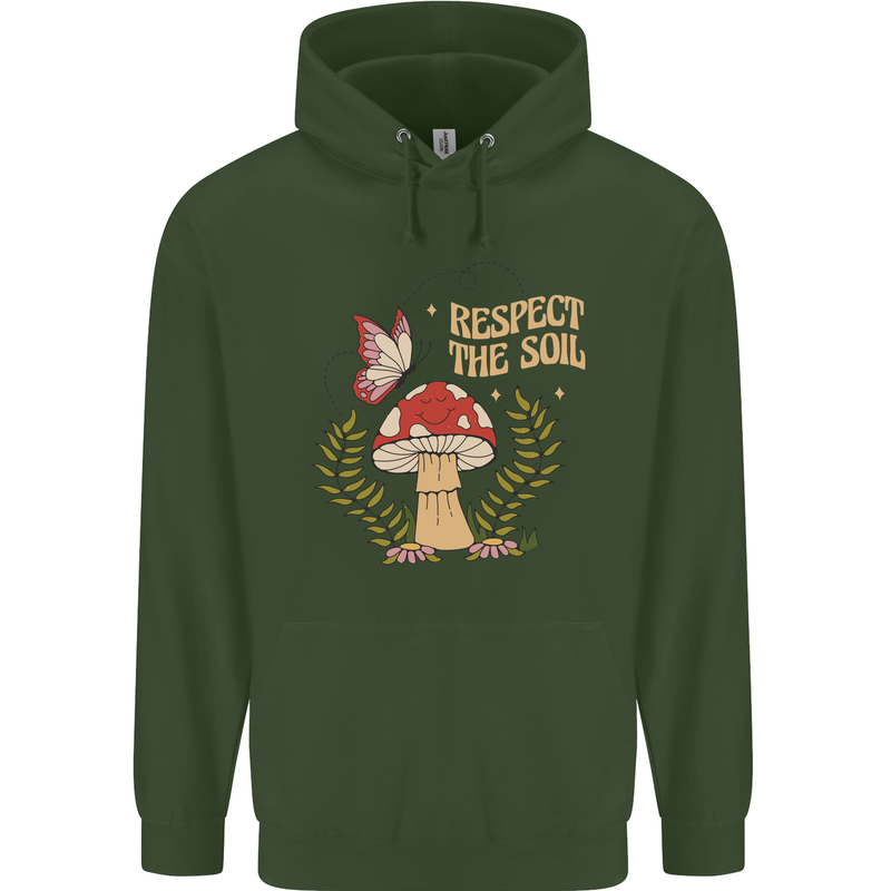 Respect the Soil Frog Climate Change Hippy Childrens Kids Hoodie Forest Green