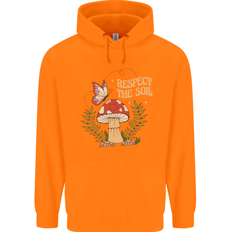 Respect the Soil Frog Climate Change Hippy Childrens Kids Hoodie Orange