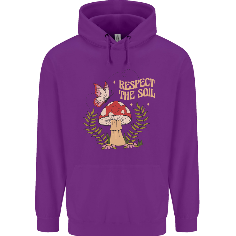 Respect the Soil Frog Climate Change Hippy Childrens Kids Hoodie Purple