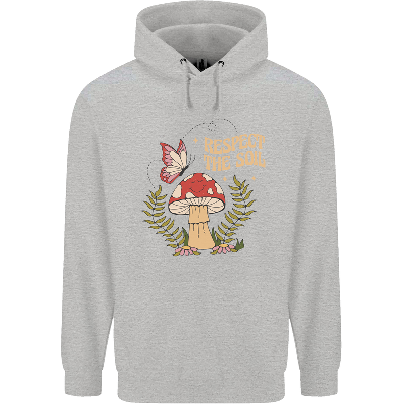 Respect the Soil Frog Climate Change Hippy Childrens Kids Hoodie Sports Grey