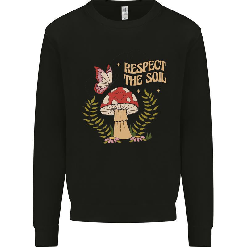 Respect the Soil Frog Climate Change Hippy Kids Sweatshirt Jumper Black