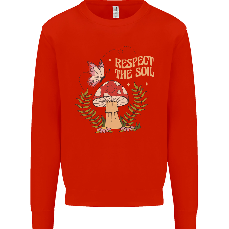Respect the Soil Frog Climate Change Hippy Kids Sweatshirt Jumper Bright Red