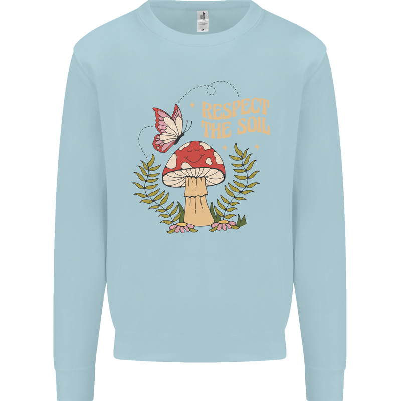 Respect the Soil Frog Climate Change Hippy Kids Sweatshirt Jumper Light Blue