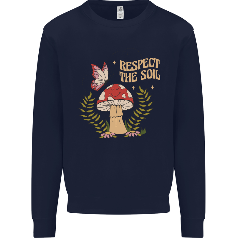 Respect the Soil Frog Climate Change Hippy Kids Sweatshirt Jumper Navy Blue