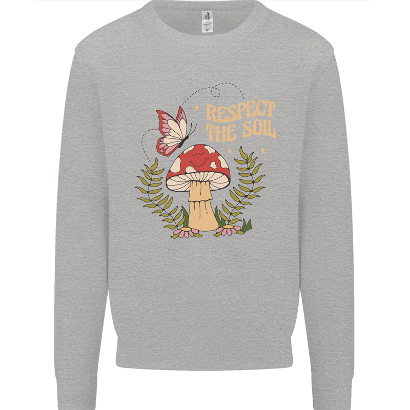 Respect the Soil Frog Climate Change Hippy Kids Sweatshirt Jumper Sports Grey