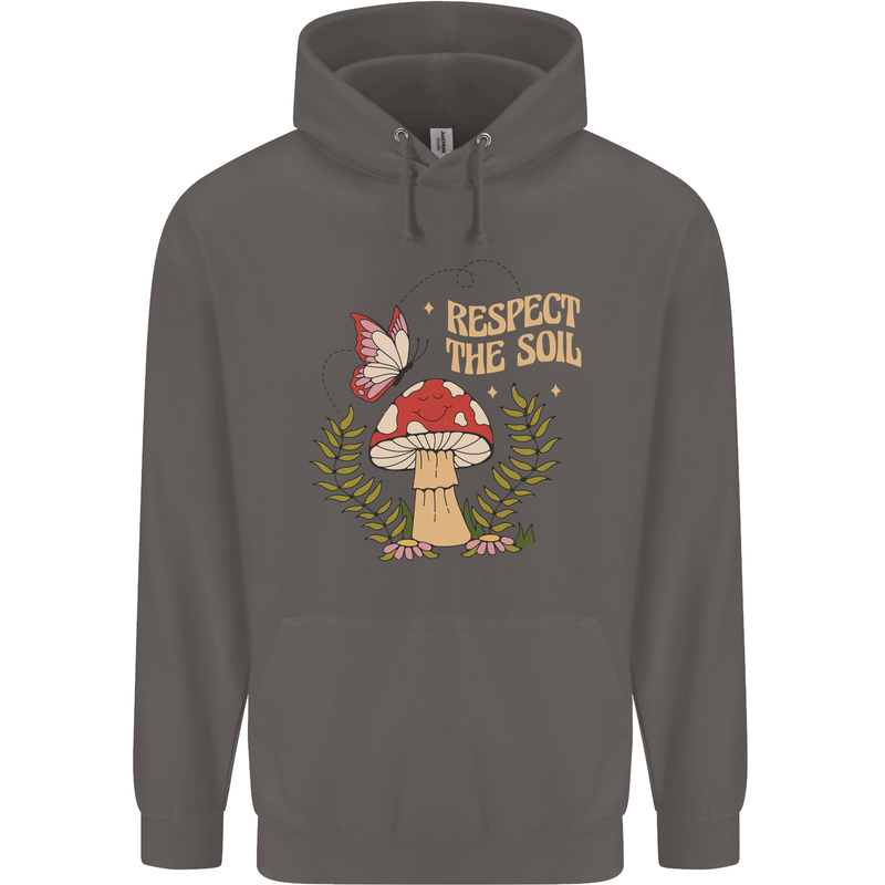 Respect the Soil Frog Climate Change Hippy Mens 80% Cotton Hoodie Charcoal