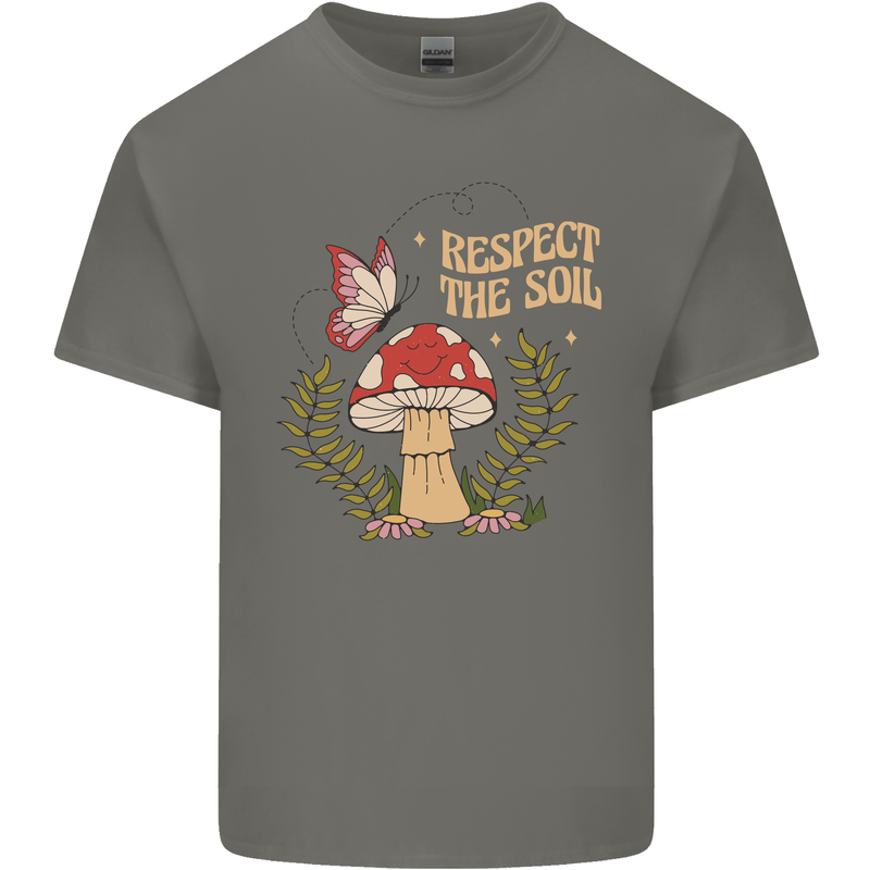 Respect the Soil Frog Climate Change Hippy Mens Cotton T-Shirt Tee Top Charcoal