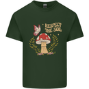 Respect the Soil Frog Climate Change Hippy Mens Cotton T-Shirt Tee Top Forest Green