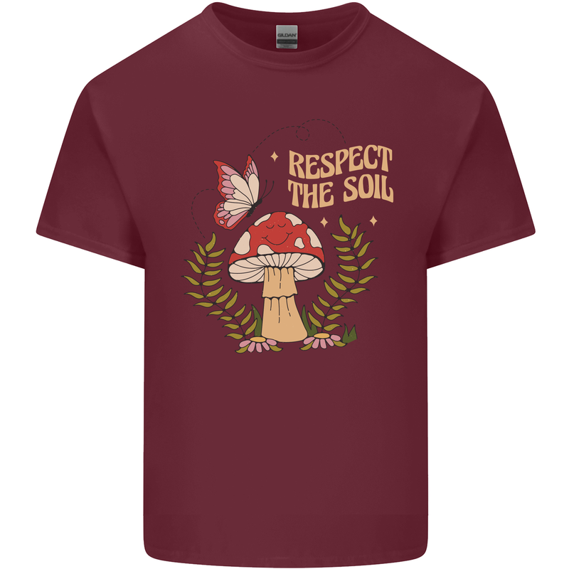 Respect the Soil Frog Climate Change Hippy Mens Cotton T-Shirt Tee Top Maroon