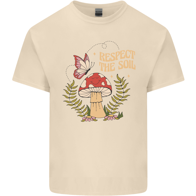 Respect the Soil Frog Climate Change Hippy Mens Cotton T-Shirt Tee Top Natural