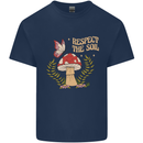 Respect the Soil Frog Climate Change Hippy Mens Cotton T-Shirt Tee Top Navy Blue