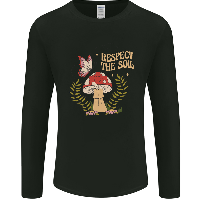 Respect the Soil Frog Climate Change Hippy Mens Long Sleeve T-Shirt Black