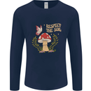 Respect the Soil Frog Climate Change Hippy Mens Long Sleeve T-Shirt Navy Blue