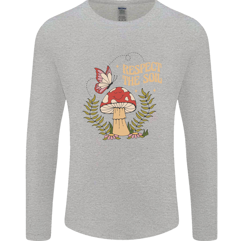 Respect the Soil Frog Climate Change Hippy Mens Long Sleeve T-Shirt Sports Grey