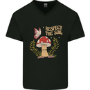 Respect the Soil Frog Climate Change Hippy Mens V-Neck Cotton T-Shirt Black