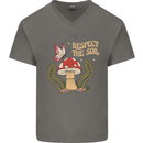 Respect the Soil Frog Climate Change Hippy Mens V-Neck Cotton T-Shirt Charcoal