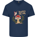 Respect the Soil Frog Climate Change Hippy Mens V-Neck Cotton T-Shirt Navy Blue