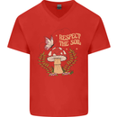 Respect the Soil Frog Climate Change Hippy Mens V-Neck Cotton T-Shirt Red