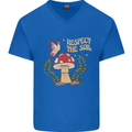 Respect the Soil Frog Climate Change Hippy Mens V-Neck Cotton T-Shirt Royal Blue