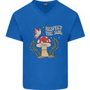 Respect the Soil Frog Climate Change Hippy Mens V-Neck Cotton T-Shirt Royal Blue