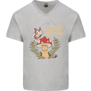 Respect the Soil Frog Climate Change Hippy Mens V-Neck Cotton T-Shirt Sports Grey