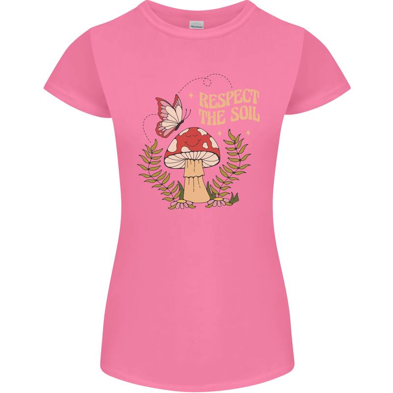 Respect the Soil Frog Climate Change Hippy Womens Petite Cut T-Shirt Azalea