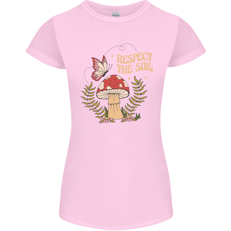 Respect the Soil Frog Climate Change Hippy Womens Petite Cut T-Shirt Light Pink