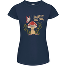 Respect the Soil Frog Climate Change Hippy Womens Petite Cut T-Shirt Navy Blue