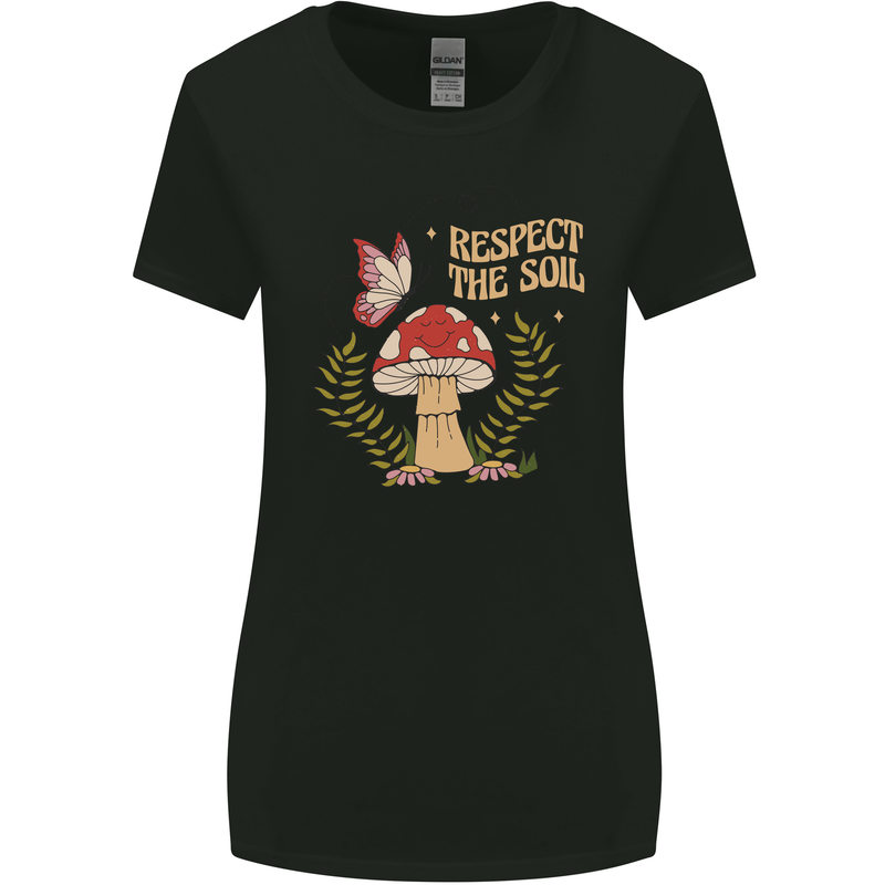 Respect the Soil Frog Climate Change Hippy Womens Wider Cut T-Shirt Black