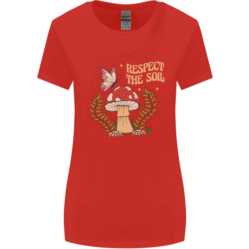 Respect the Soil Frog Climate Change Hippy Womens Wider Cut T-Shirt Red