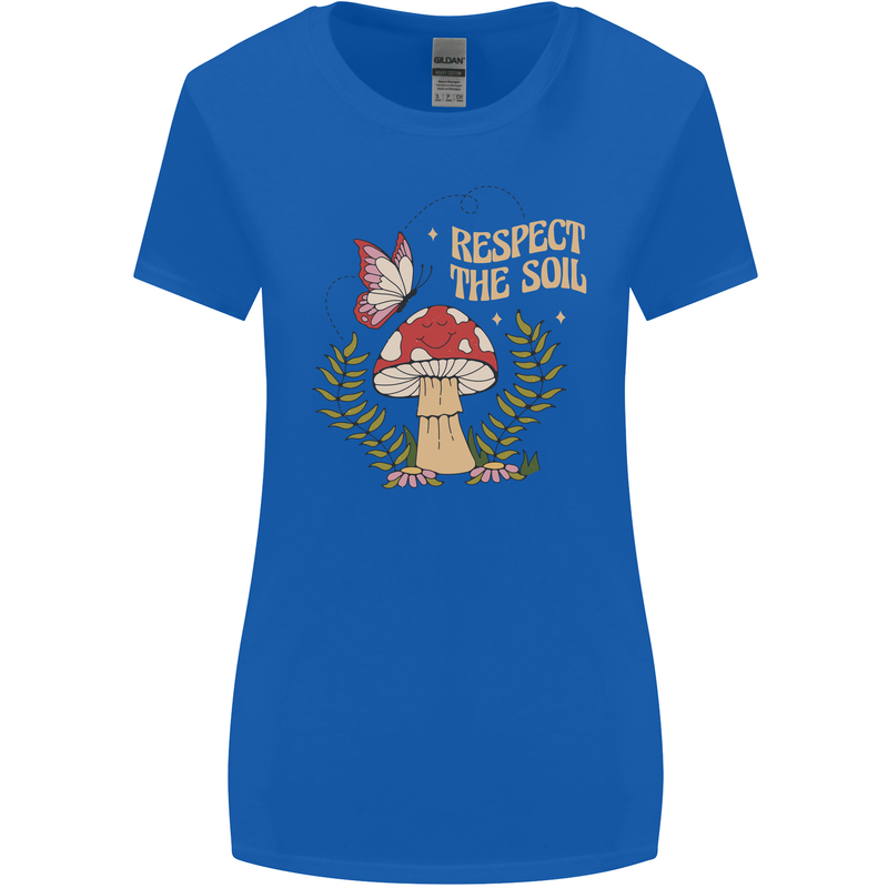 Respect the Soil Frog Climate Change Hippy Womens Wider Cut T-Shirt Royal Blue