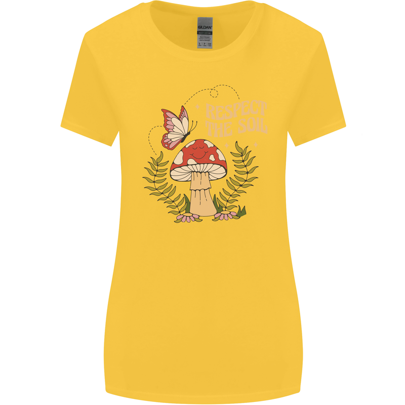 Respect the Soil Frog Climate Change Hippy Womens Wider Cut T-Shirt Yellow