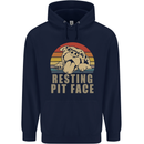 Resting Pit Bull Face Funny Dog Puppy Childrens Kids Hoodie Navy Blue