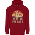 Resting Pit Bull Face Funny Dog Puppy Childrens Kids Hoodie Red