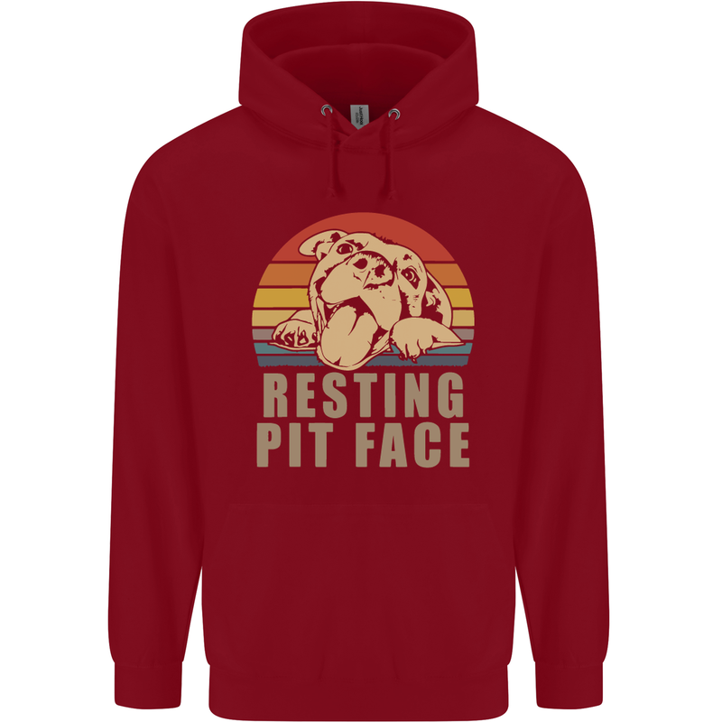 Resting Pit Bull Face Funny Dog Puppy Childrens Kids Hoodie Red