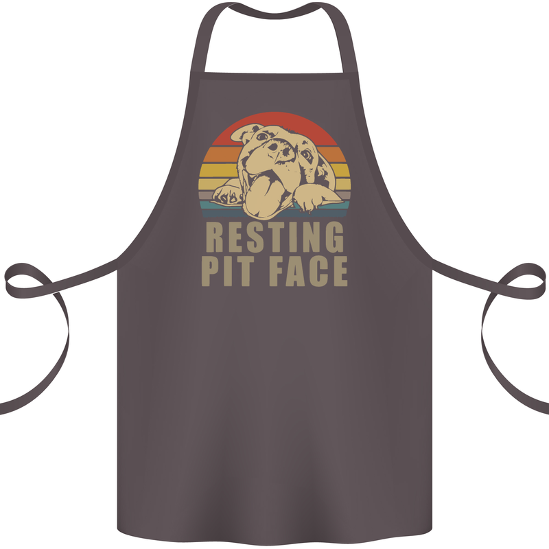 Resting Pit Bull Face Funny Dog Puppy Cotton Apron 100% Organic Dark Grey