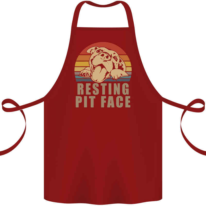 Resting Pit Bull Face Funny Dog Puppy Cotton Apron 100% Organic Maroon
