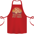 Resting Pit Bull Face Funny Dog Puppy Cotton Apron 100% Organic Red