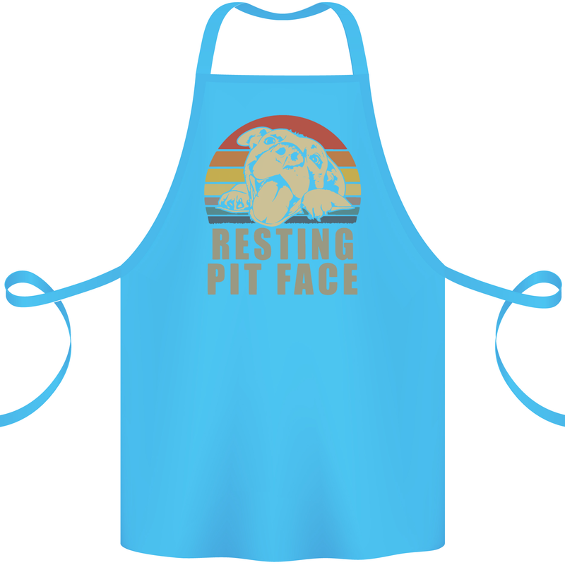 Resting Pit Bull Face Funny Dog Puppy Cotton Apron 100% Organic Turquoise