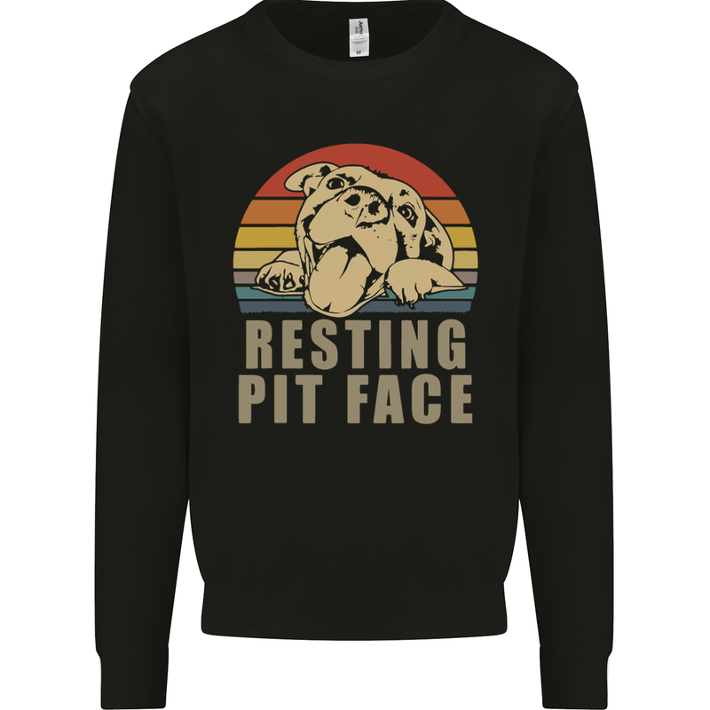Resting Pit Bull Face Funny Dog Puppy Kids Sweatshirt Jumper Black