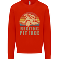 Resting Pit Bull Face Funny Dog Puppy Kids Sweatshirt Jumper Bright Red