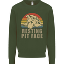 Resting Pit Bull Face Funny Dog Puppy Kids Sweatshirt Jumper Forest Green
